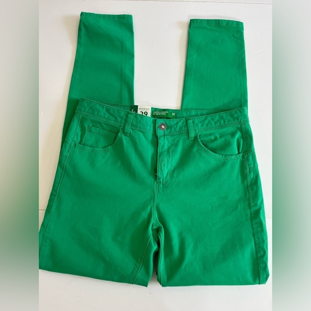 United Colors of Benetton Super Skinny Regular Waist Green Pants Size 29
